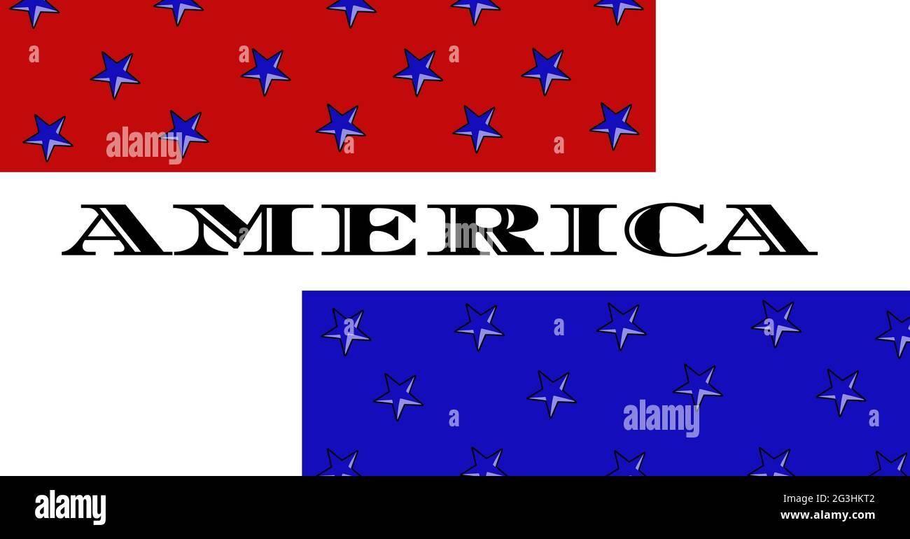 Amerikanischer Text gegen mehrere Sterne gegen rote und blaue Streifen auf weißem Hintergrund Stockfoto