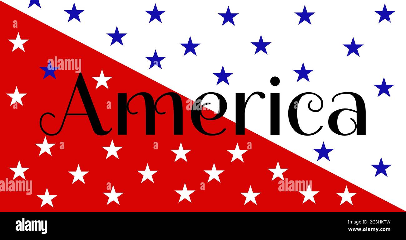 Digital generiertes Bild von amerika Text gegen mehrere Sterne auf weißem und rotem Hintergrund Stockfoto