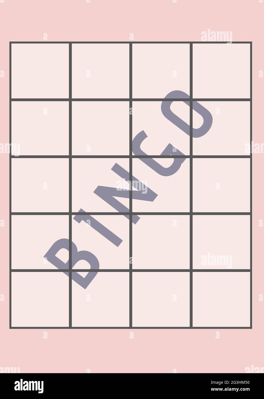 Komposition von Bingo-Text mit Score-Chart auf rosa Hintergrund Stockfoto
