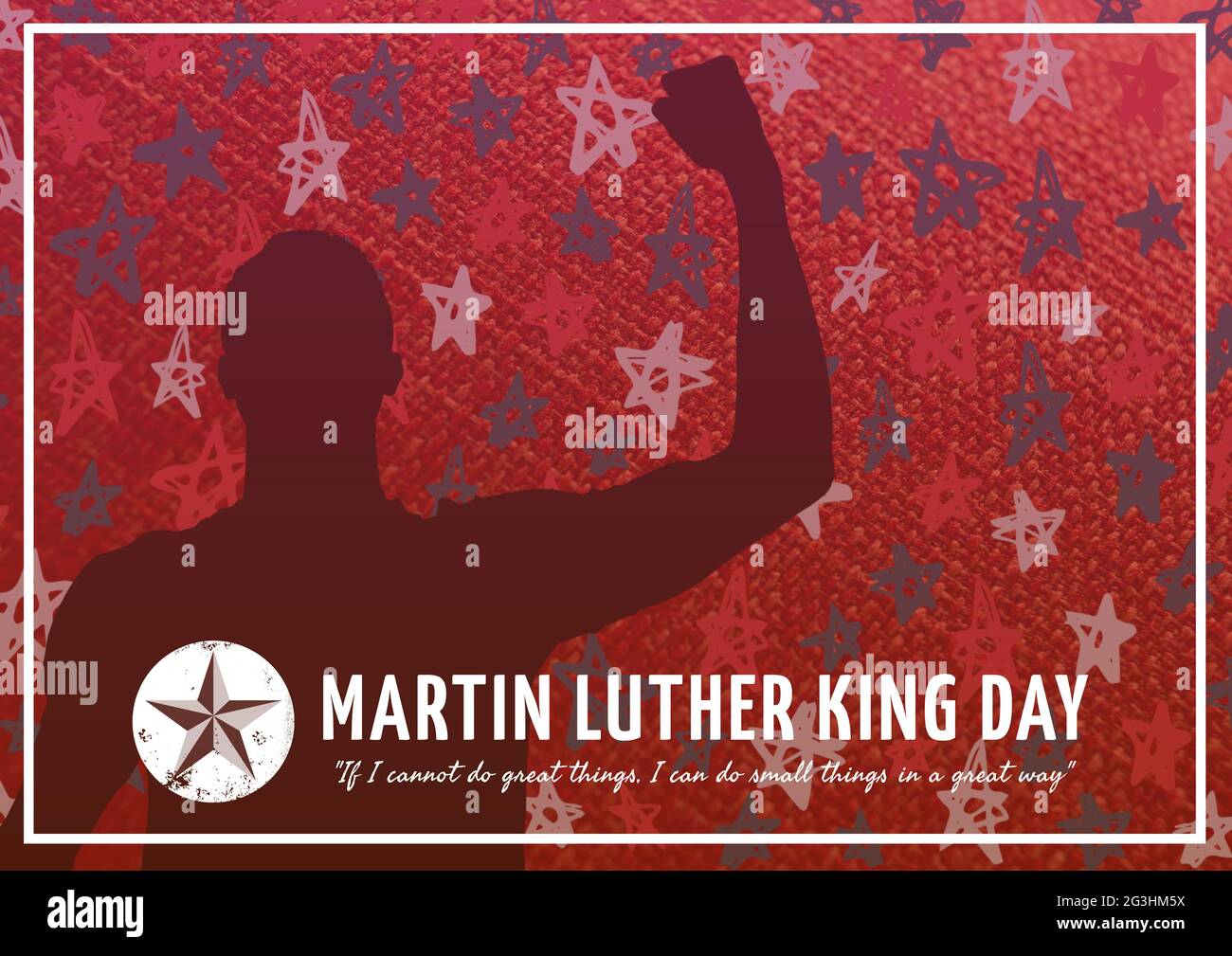 Komposition des zitatstextes von martin luther King, mit Sternen der amerikanischen Flagge auf Rot Stockfoto