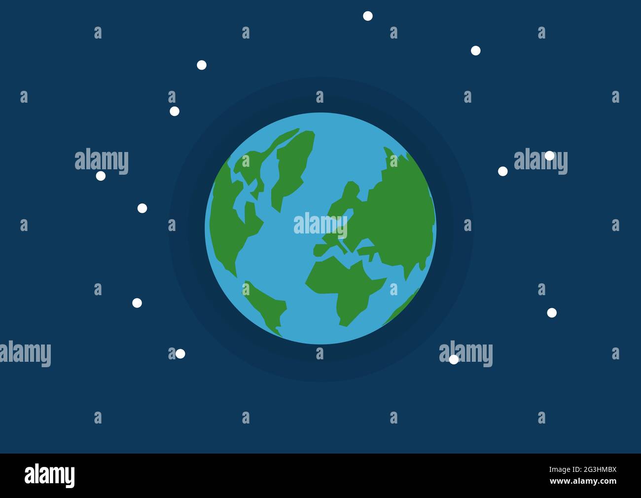 Zusammensetzung des Planeten Erde mit Sternen auf blauem Hintergrund Stockfoto