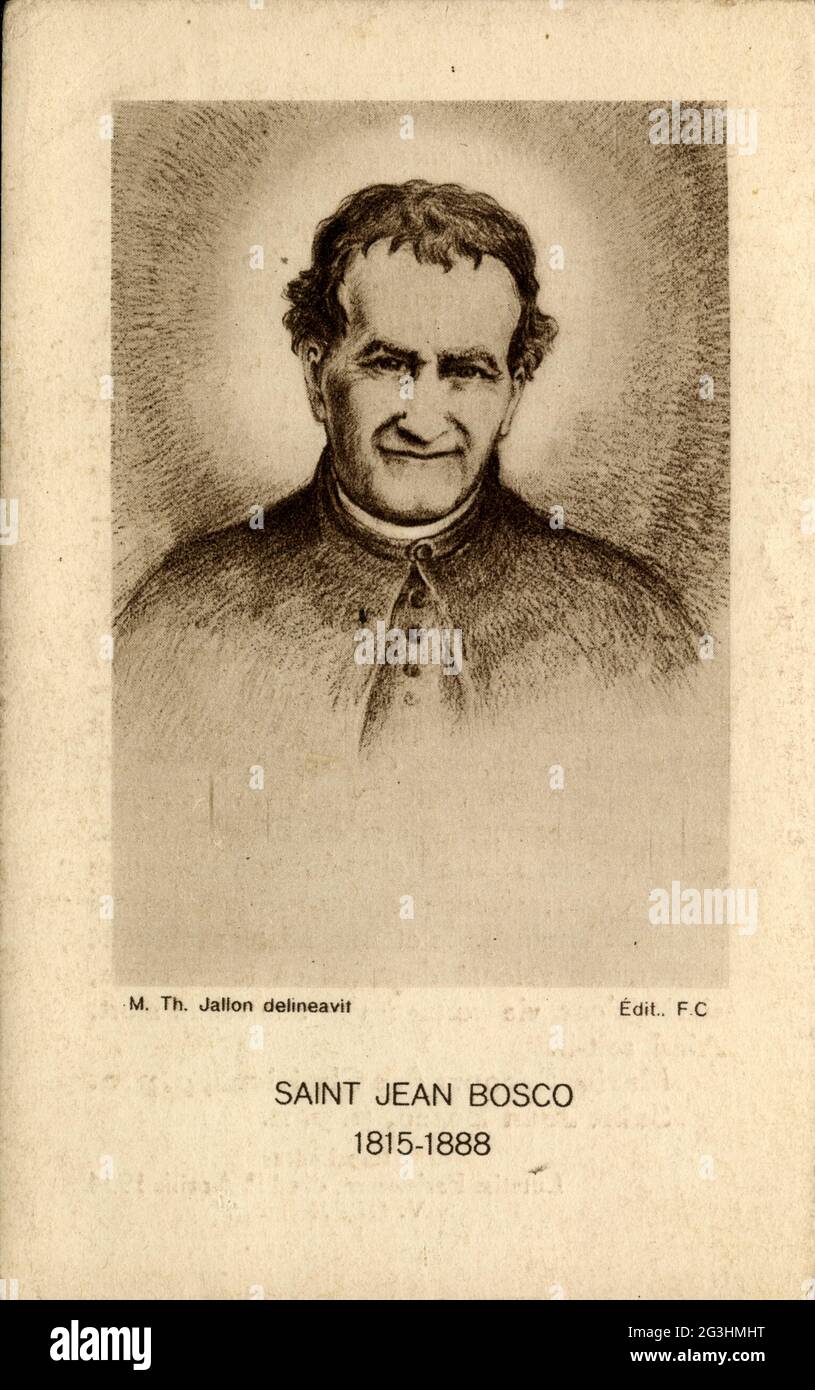 Image religieuse ancienne saint Jean Bosco,1815-1888 Stockfoto