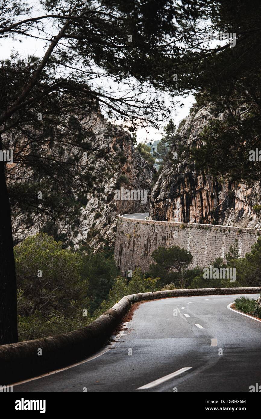 Kurvenreiche Straße in Mallorca, Spanien, genannt Sa Calobra Stockfoto