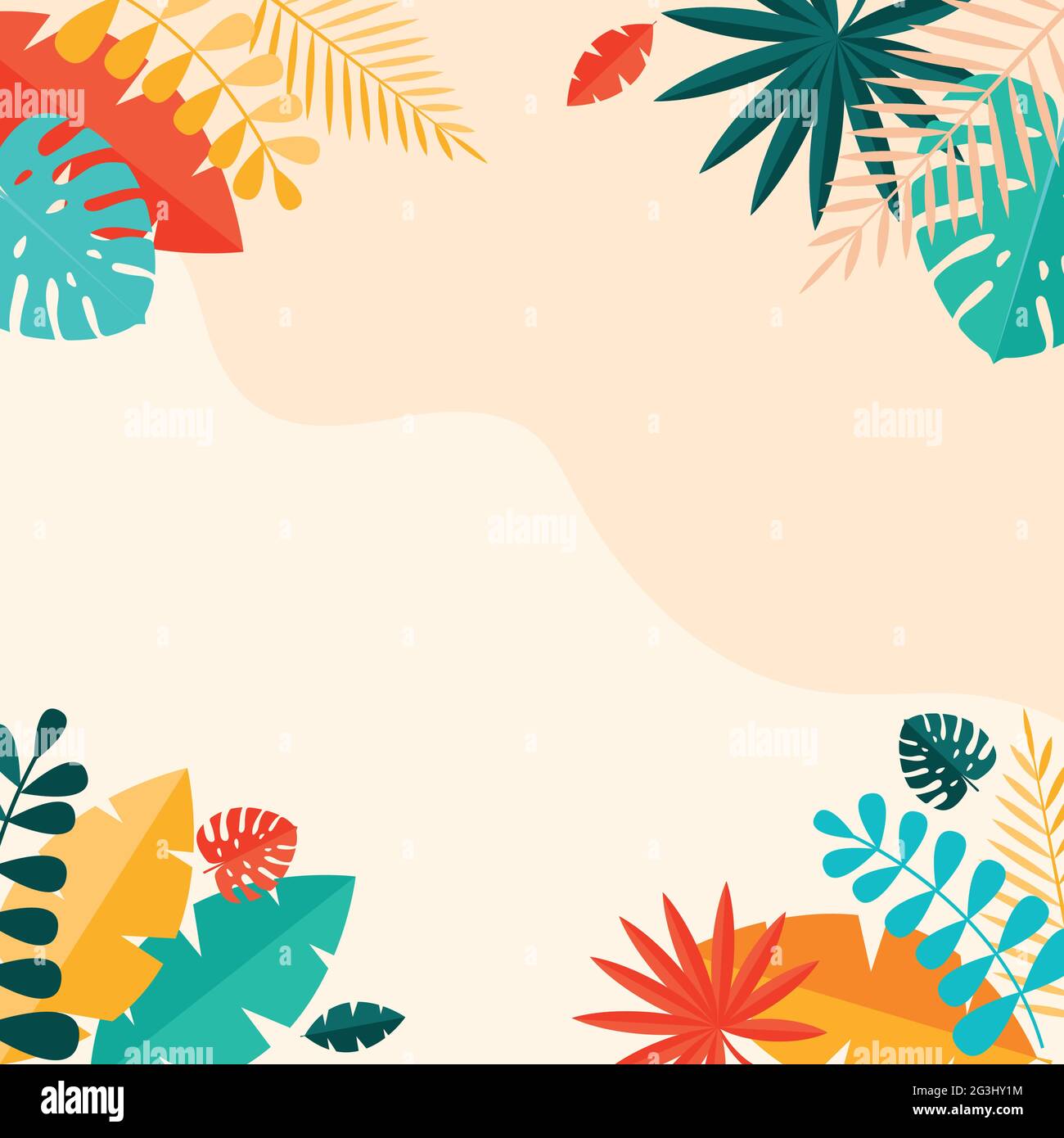 Einfache tropische Handfläche und Motstera Blätter natürlichen Hintergrund. Vektorgrafik EPS10 Stock Vektor