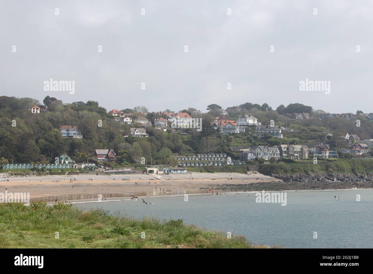 Ein Foto von Langland Bay auf der Gower Peninsula in Swansea, Wales Stockfoto