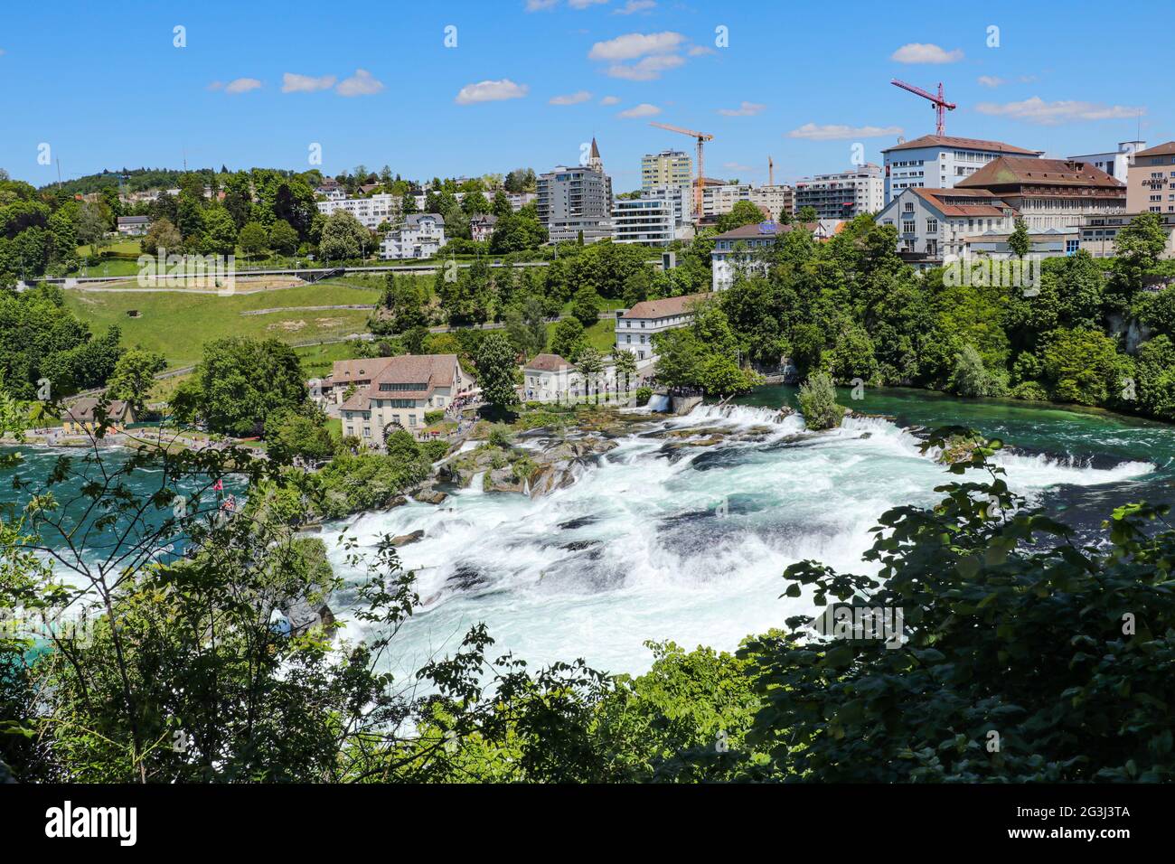 Eindruck von Rhinefall. Wasserfall in der Schweiz. Größte in Europa Stockfoto