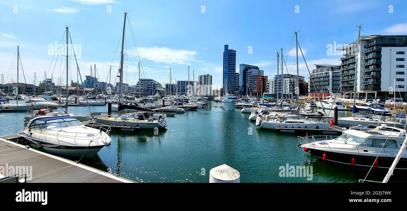 Ocean Village Marina - Southampton, Großbritannien Stockfoto