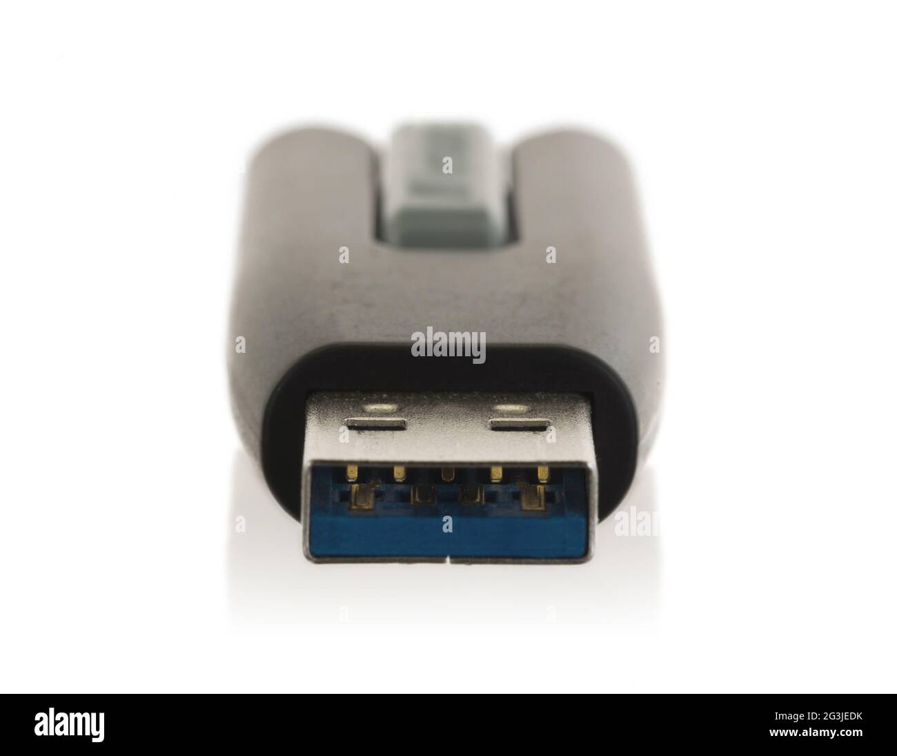 Schwarzer USB-Speicherstick isoliert Stockfoto