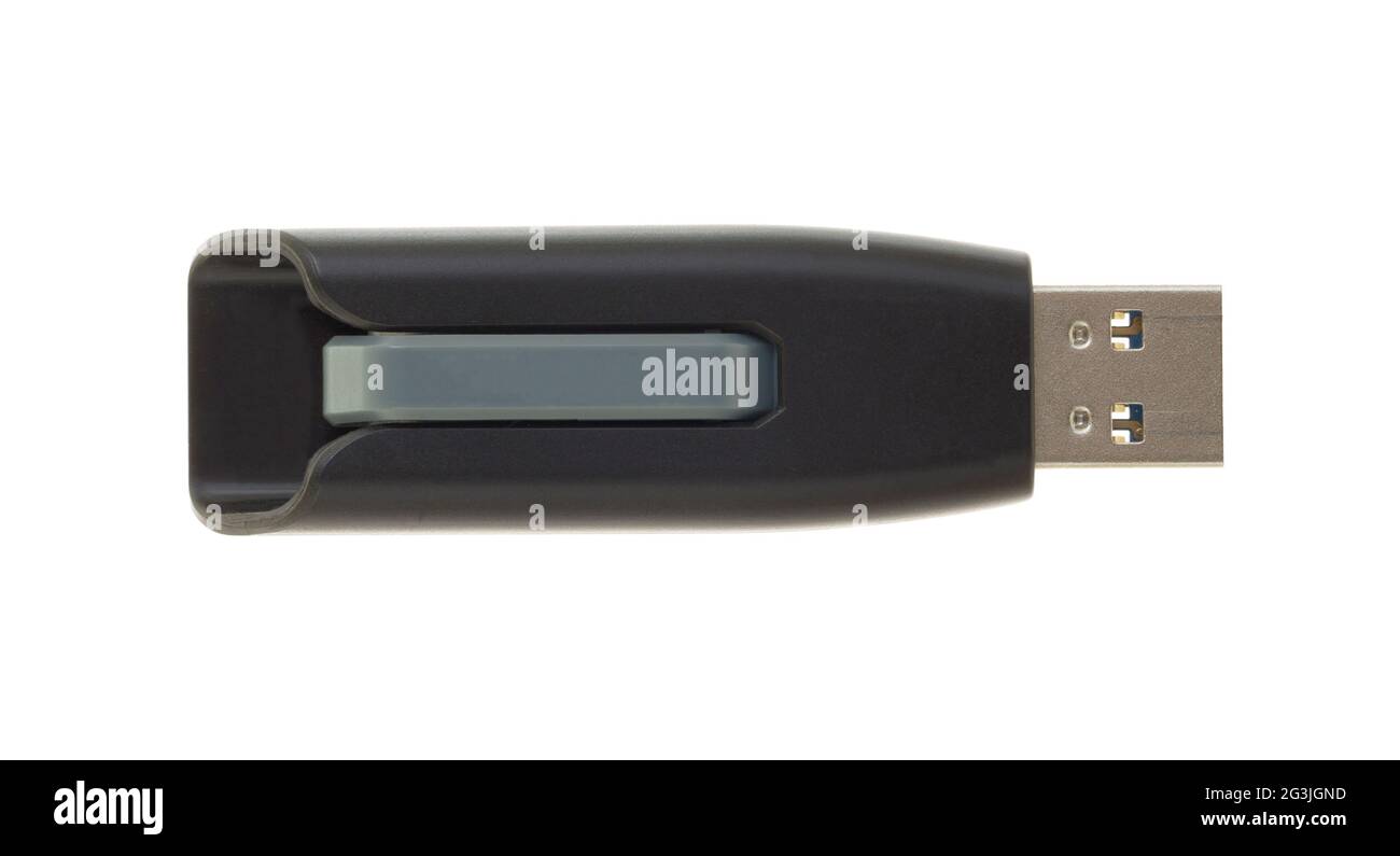 Schwarzer USB-Speicherstick isoliert Stockfoto