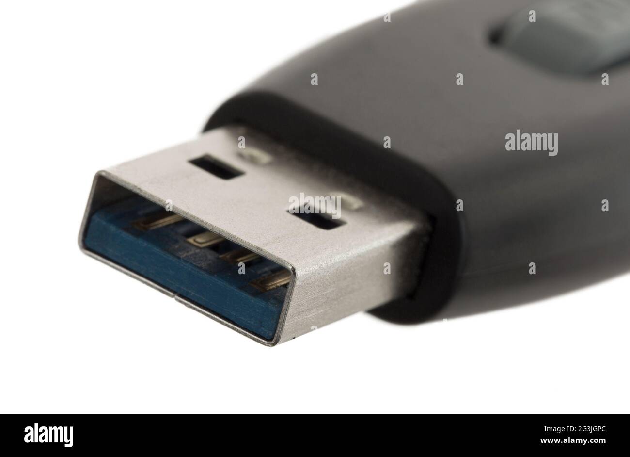 Schwarzer USB-Speicherstick isoliert Stockfoto