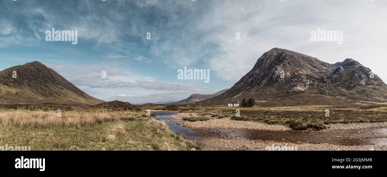 Atemberaubende Aussicht auf den Berg Buachaille Etive Mor in Glencoe, Schottische Highlands, Großbritannien Stockfoto