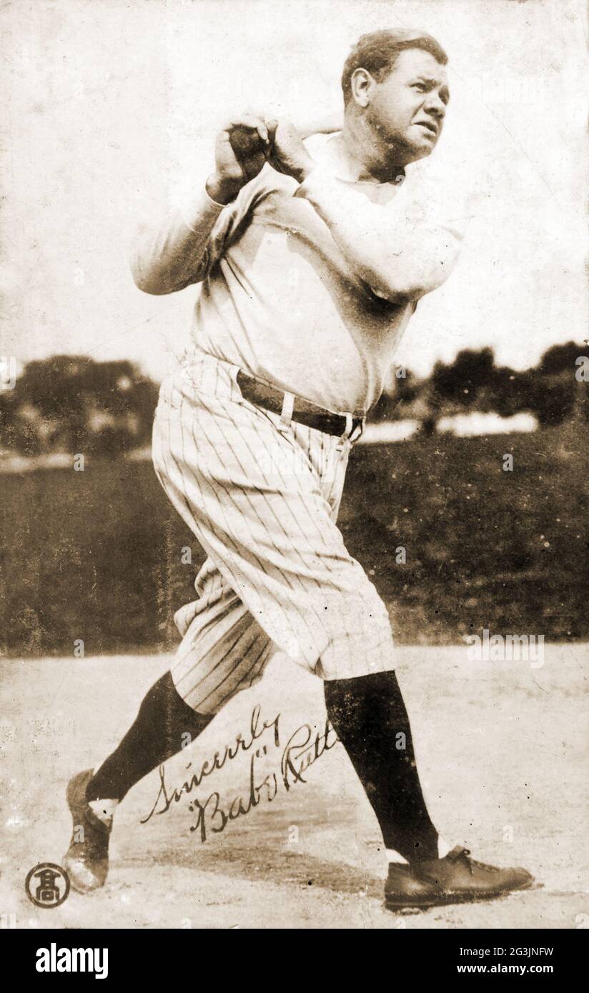 1934 Takashimaya Kaufhäuser Babe Ruth. Signiert von Babe Ruth. Stockfoto