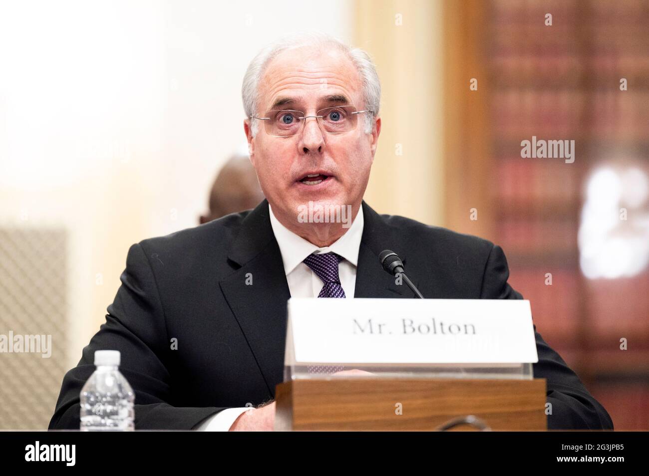 Washington, DC, USA. Juni 2021. 16. Juni 2021 - Washington, DC, Vereinigte Staaten: MICHAEL BOLTON, Generalinspekteur der US-Capitol Police, spricht bei einer Anhörung des Senats-Reglement- und Verwaltungsausschusses. Quelle: Michael Brochstein/ZUMA Wire/Alamy Live News Stockfoto