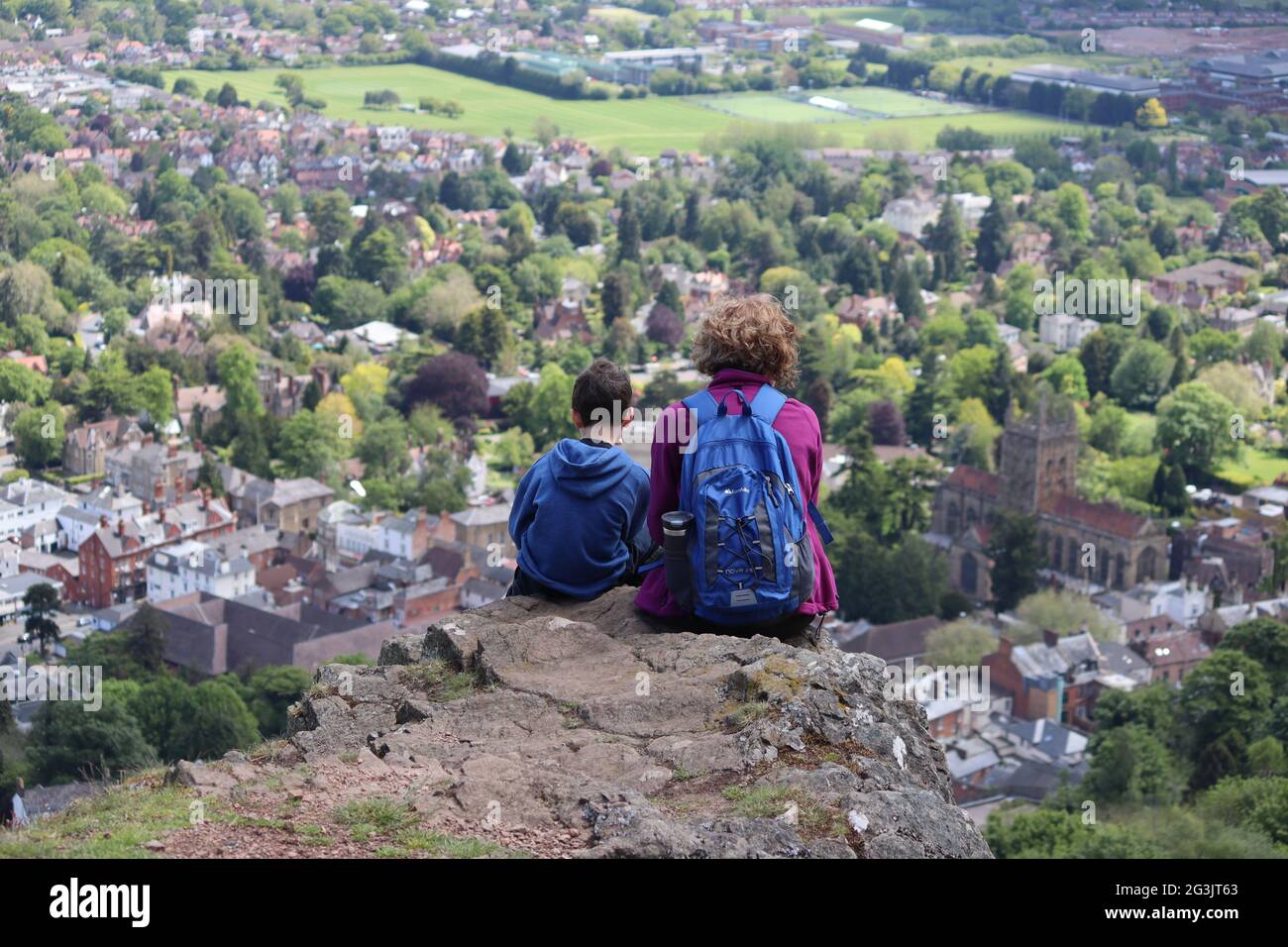 Genießen Sie die Aussicht auf die Malvern Hills Stockfoto