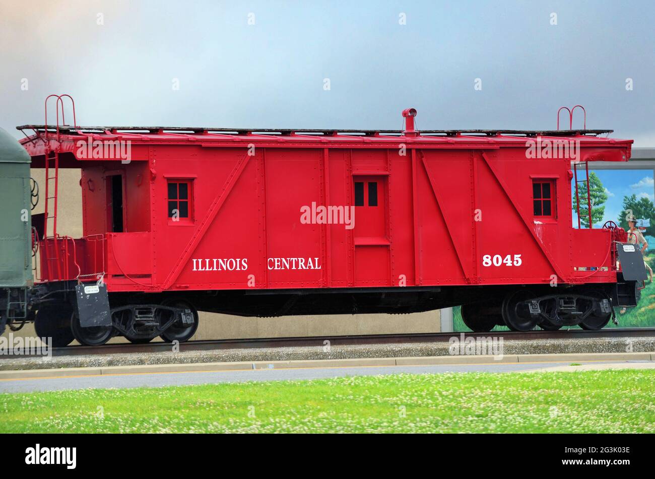 Paducah, Kentucky, USA. Eine alte Illinois Central Railroad-Kabinenbahn, die im Paducah Railroad Museum ausgestellt ist. Stockfoto