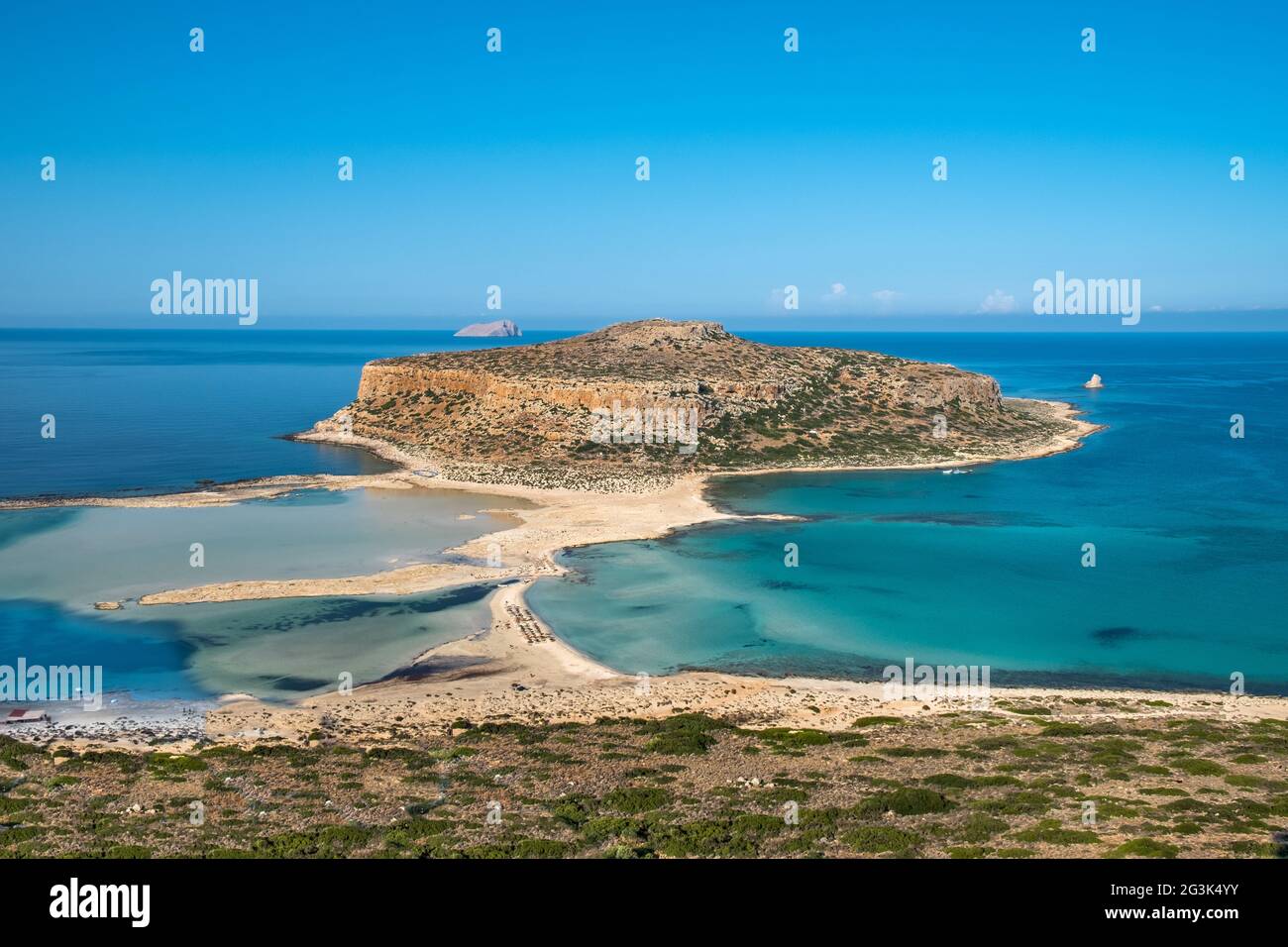 Spektakulärer Ausblick auf die Lagune von Balos auf der griechischen Insel Kreta Stockfoto