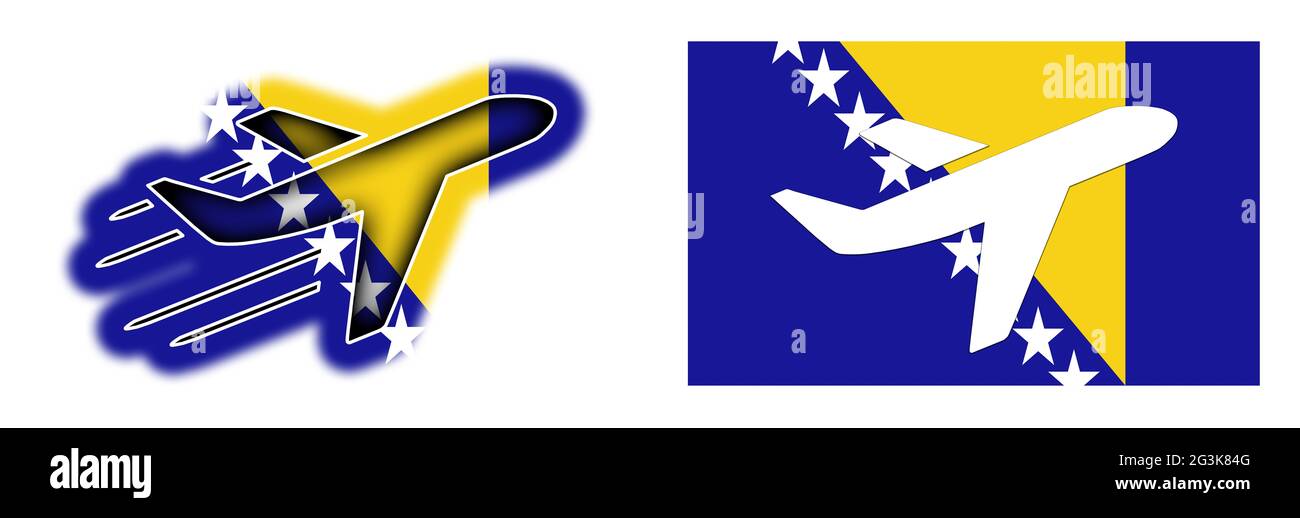 Nationalflagge - Flugzeug isoliert - Bosnien-Herzegowina Stockfoto