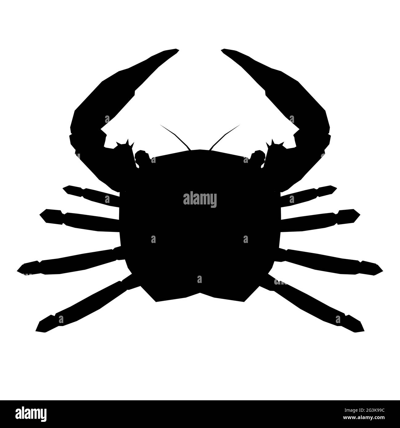 Silhouette einer Krabbe auf weißem Hintergrund. Blick von oben. Vektorgrafik. Stock Vektor