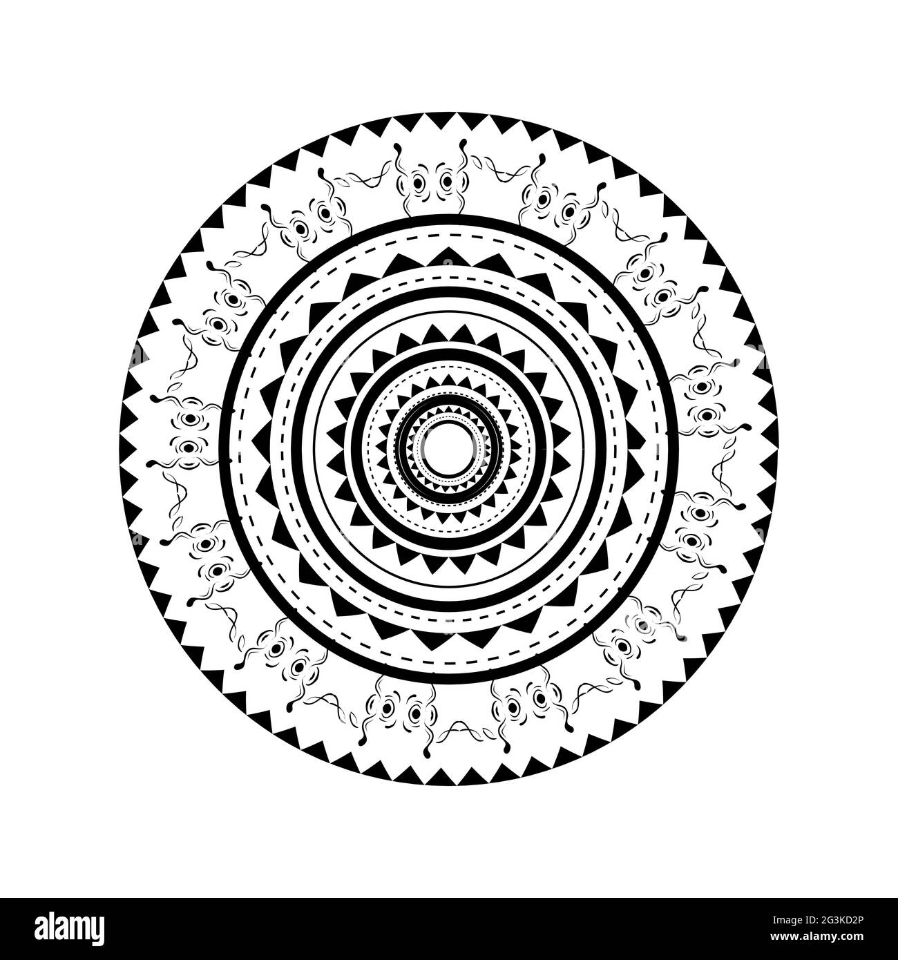 Illustration von maori hinten abgerundetes Design für Tattoo Stockfoto