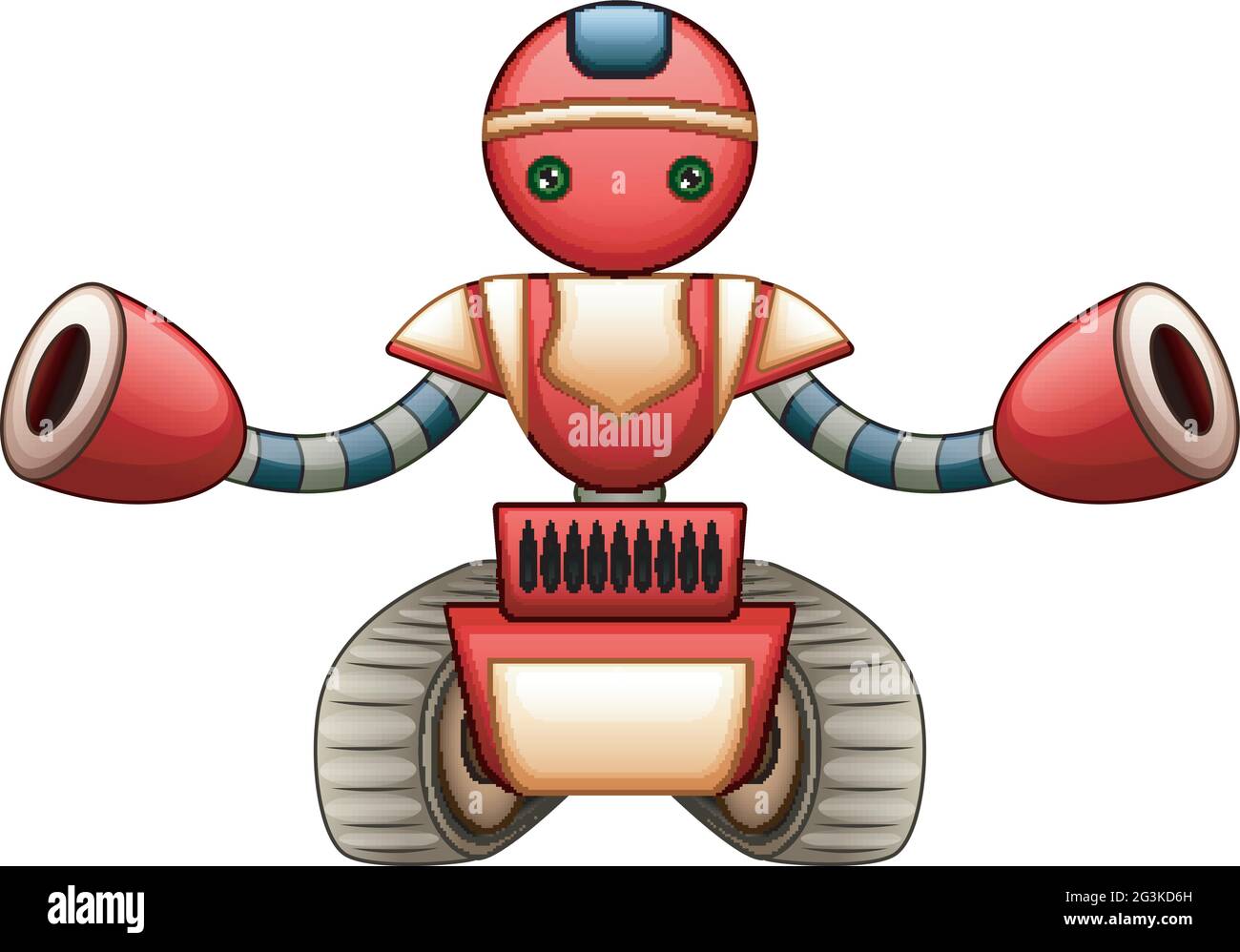 Roter Roboter Cartoon auf weißem Hintergrund isoliert Stock Vektor
