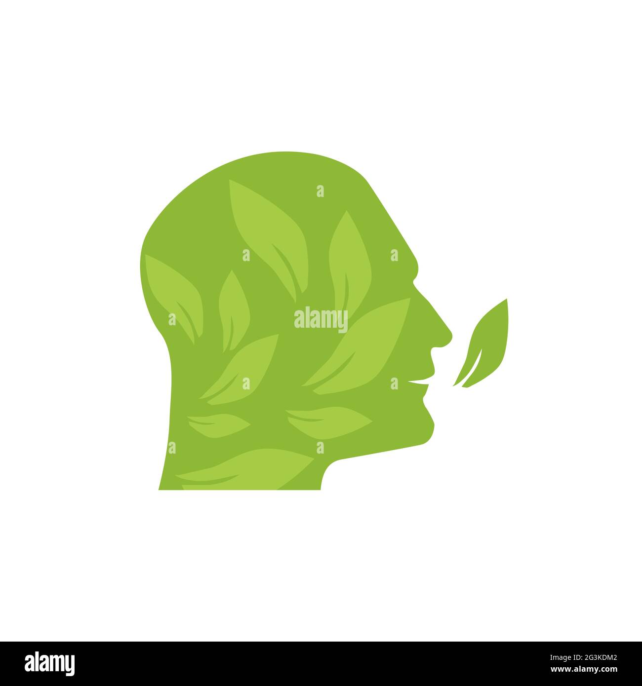 Illustration mit ökologischer Zielsetzung, denken Sie grün, helfen Sie der Umwelt Stockfoto