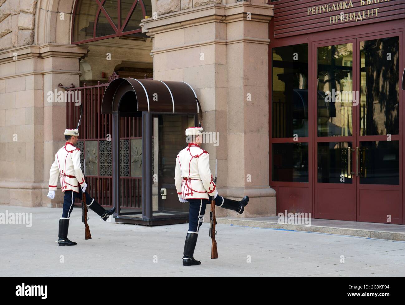 Wachwechsel vor dem Präsidentengebäude, Sofia, Bulgarien. Stockfoto