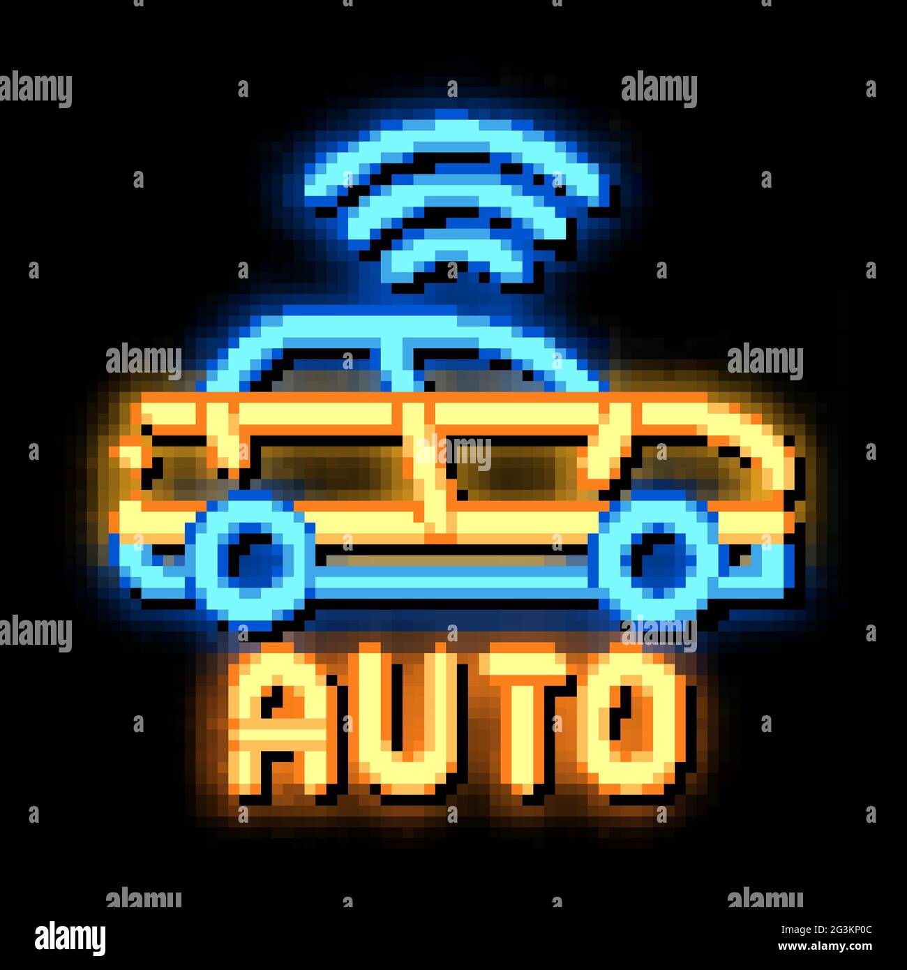 Electro Auto Auto Neon Glow Symbol Illustration Stock Vektor