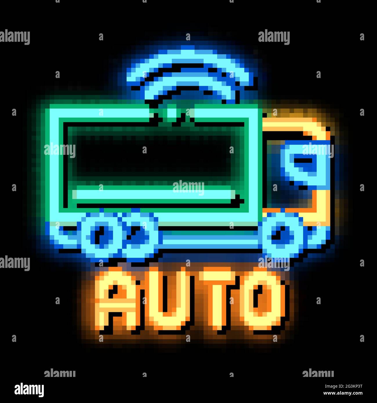 Electro Auto Truck Neon Glow Symbol Illustration Stock Vektor