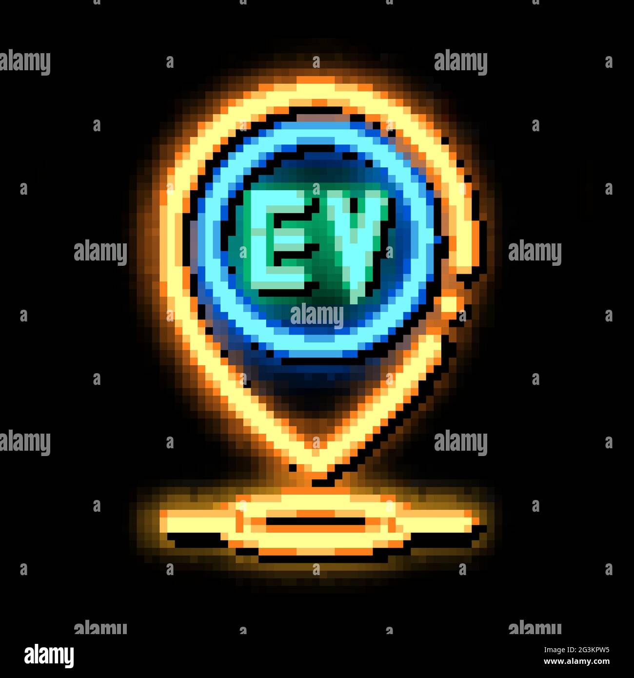 Elektro-Chard-Station gps-Marke Neon leuchten Symbol Abbildung Stock Vektor