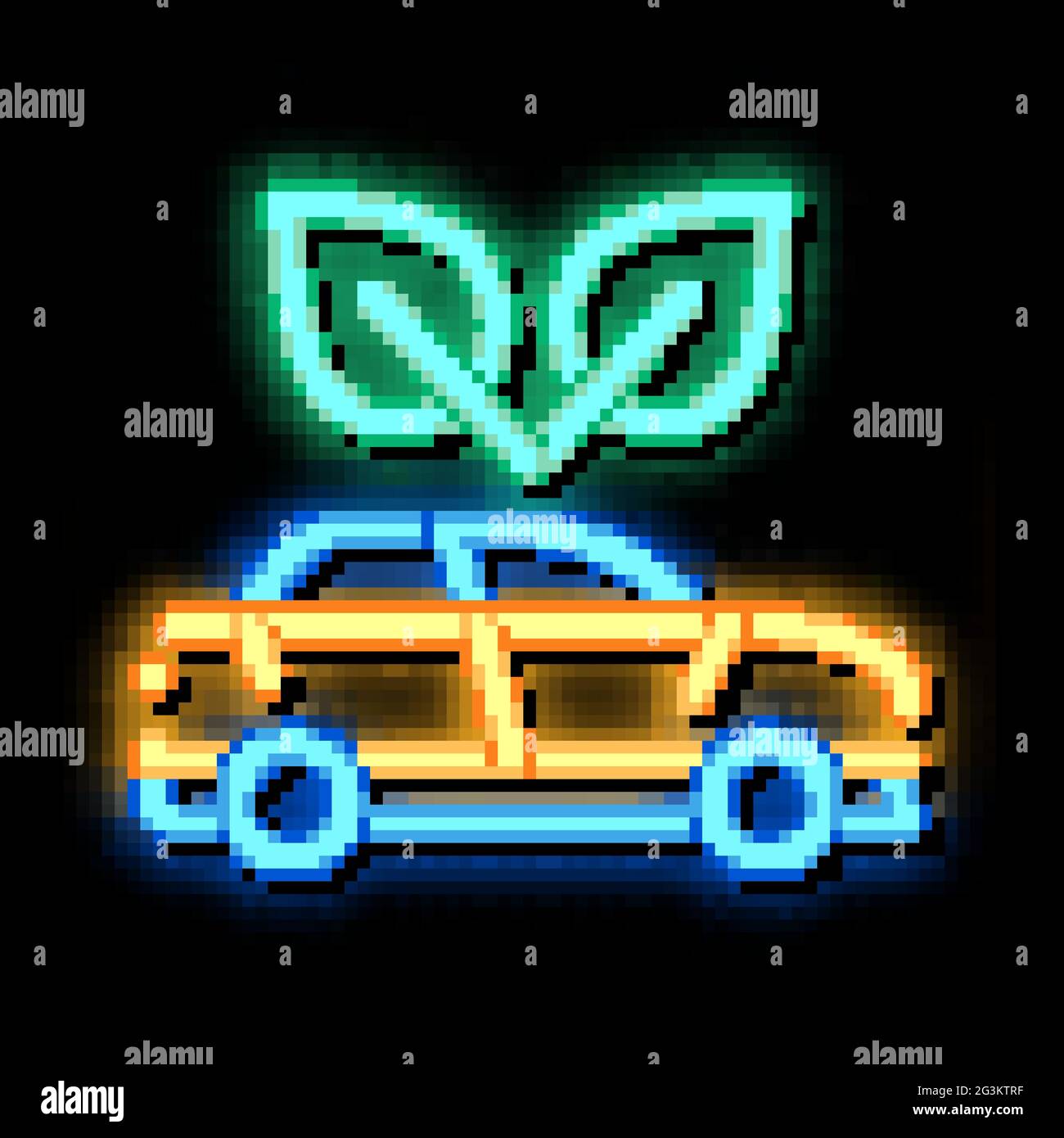 Elektroökologie Umweltschutz Auto Neon leuchten Symbol Illustration Stock Vektor