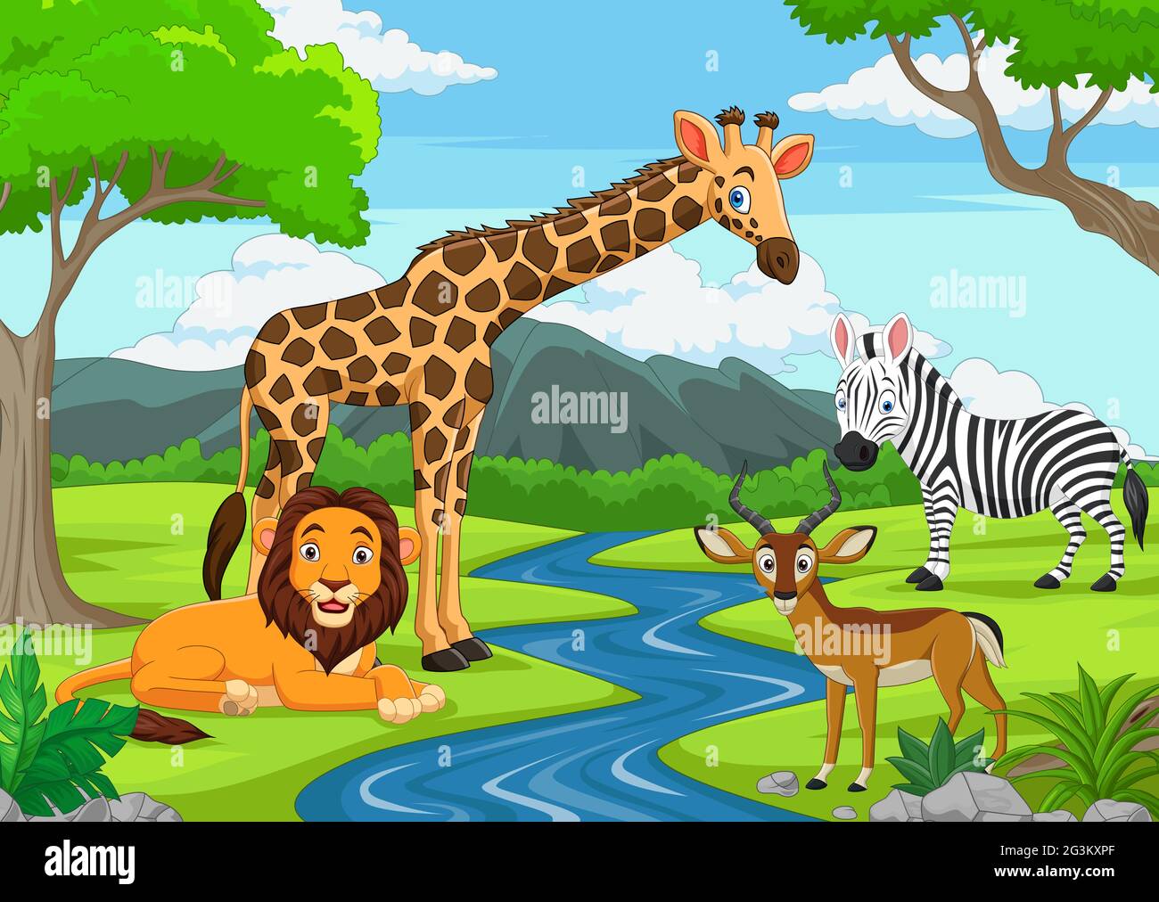 Cartoon Tiere im Dschungel Stock Vektor