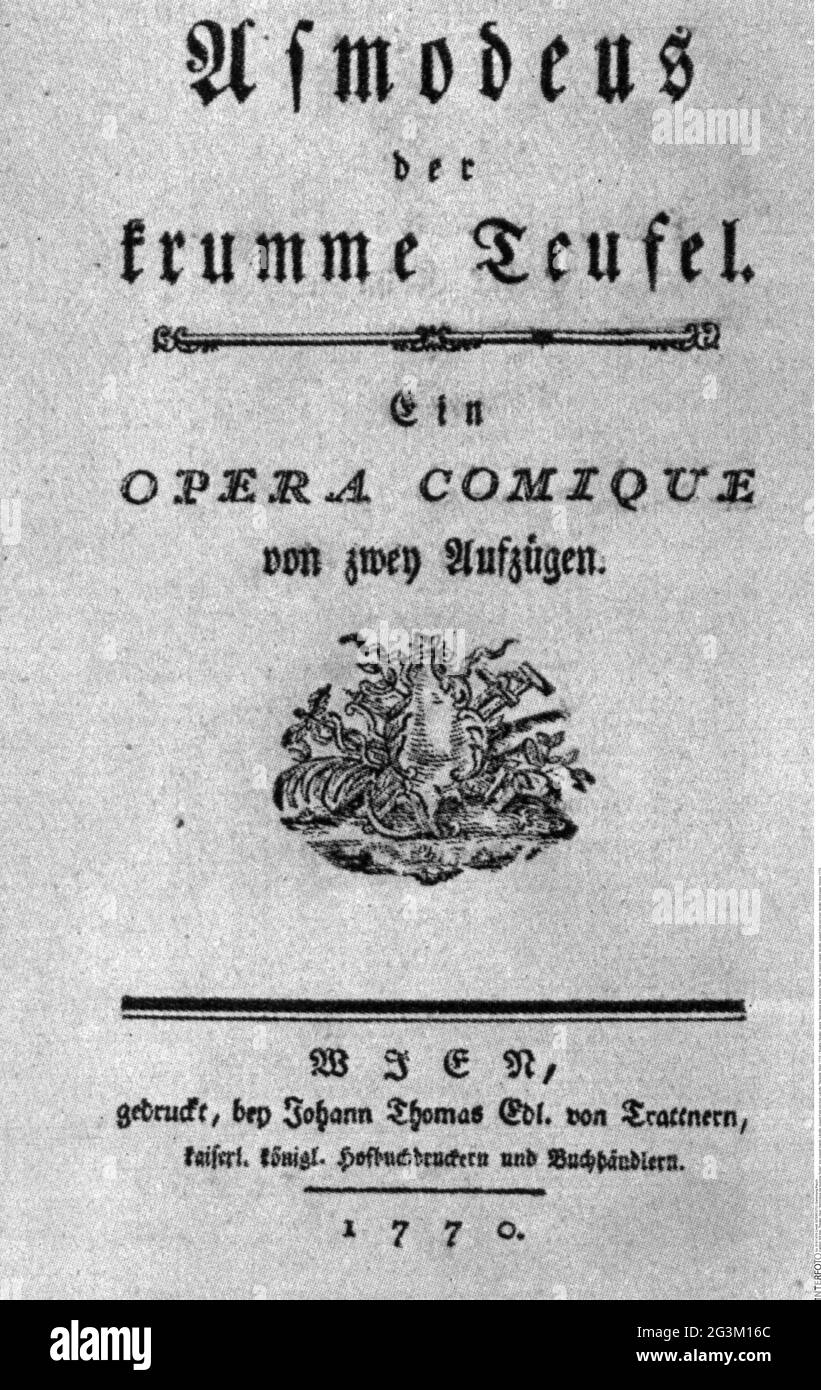 Theater / Theater, Oper, Asmodeus der krumme Teufel, von Joseph Haydn, Libretto: Joseph Felix von kurz, ARTIST'S DAS URHEBERRECHT IST NICHT ZU LÖSCHEN Stockfoto