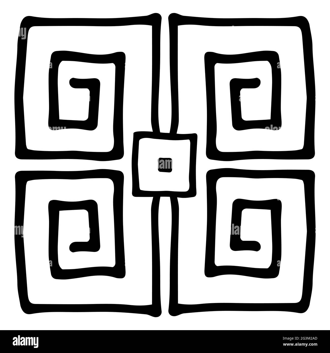 Geometrisches Vektormuster. Dekoratives, handgezeichnetes, schwarzes Umriss-Mäander-Element auf weißem Hintergrund isoliert. Antikes historisches Ornament. Griechisch oder Roma Stock Vektor