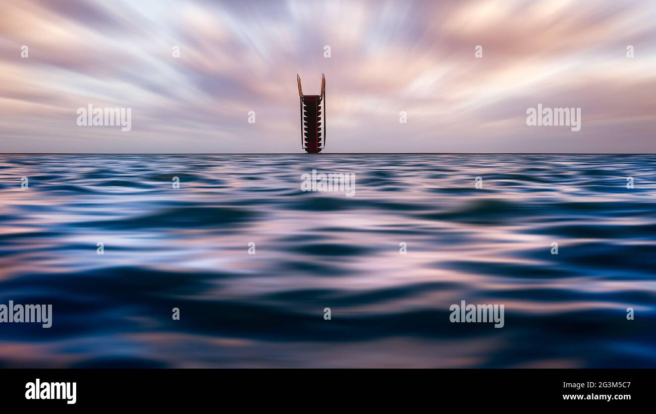 FRANKREICH. COTES D'ARMOR (22) SAINT-QUAY-PORTRIEUX. SPRUNGBRETT DES FREILUFT-SWIMMINGPOOLS Stockfoto