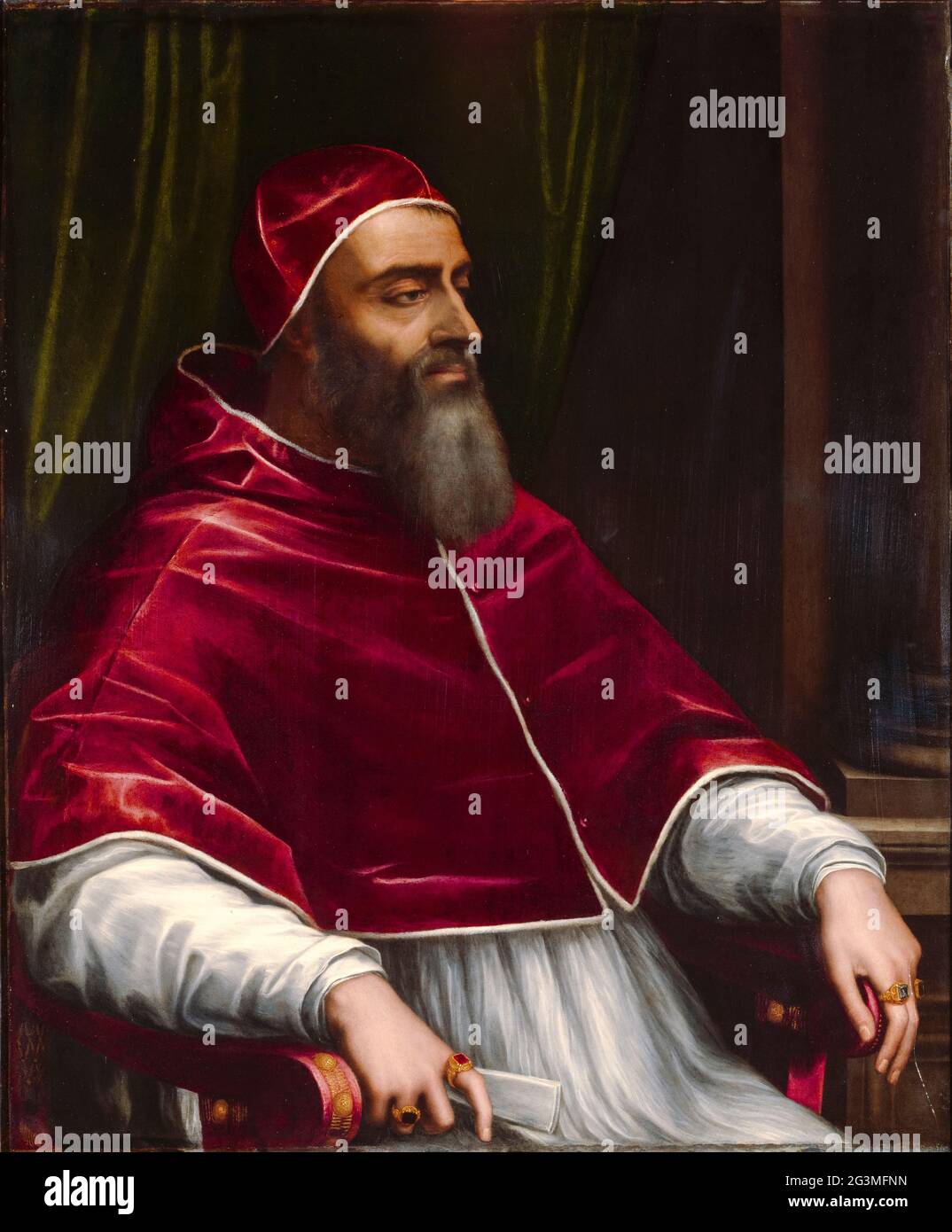 Giulio di Giuliano de' Medici (1478-1534) als Papst Clemens VII. (1523-1534), Porträtmalerei von Sebastiano del Piombo, um 1531 Stockfoto