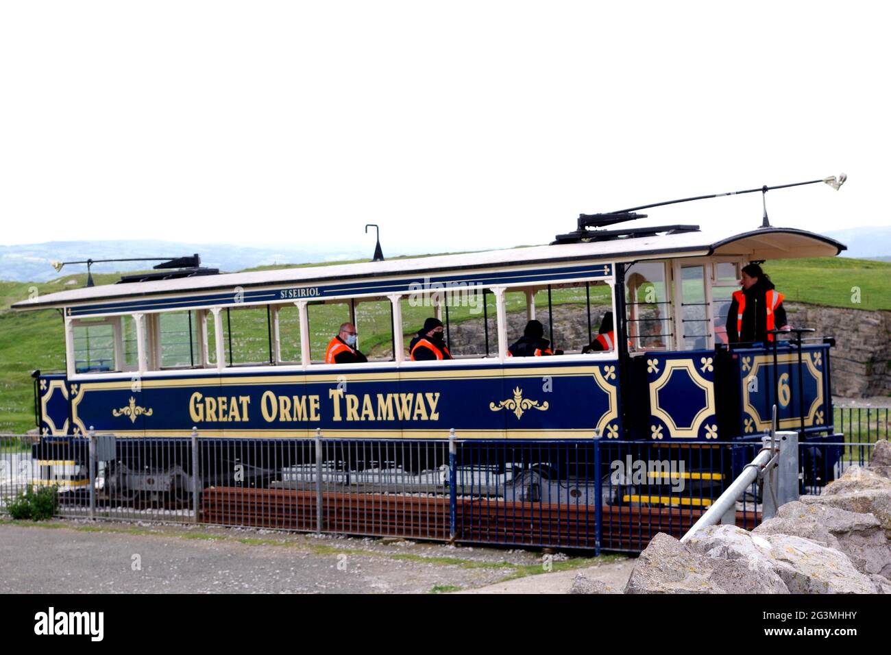 Straßenbahn auf der Great Orme Straßenbahn Llandudno Stockfoto