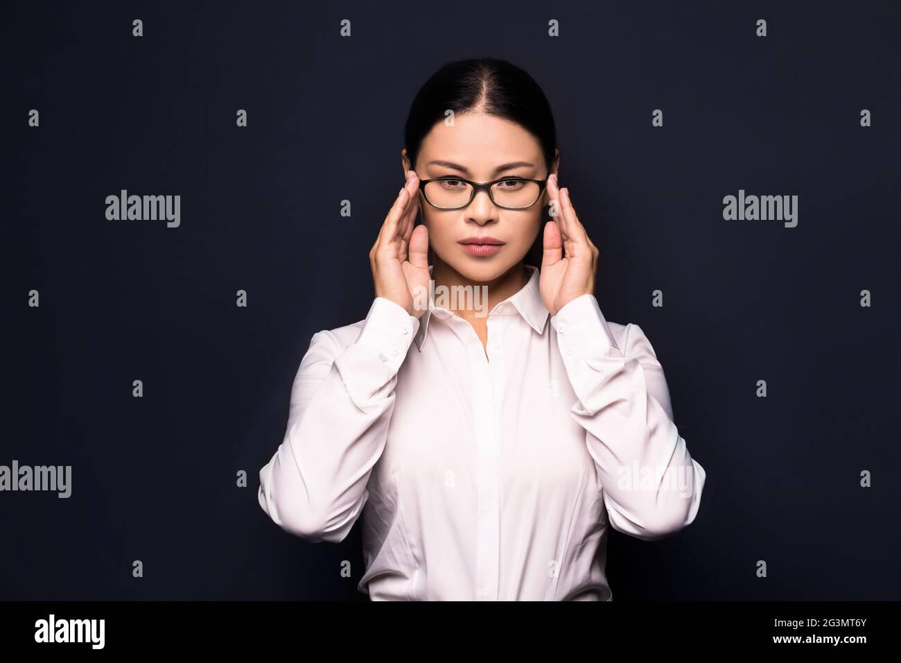 Frau Stress von der Arbeit. Stockfoto