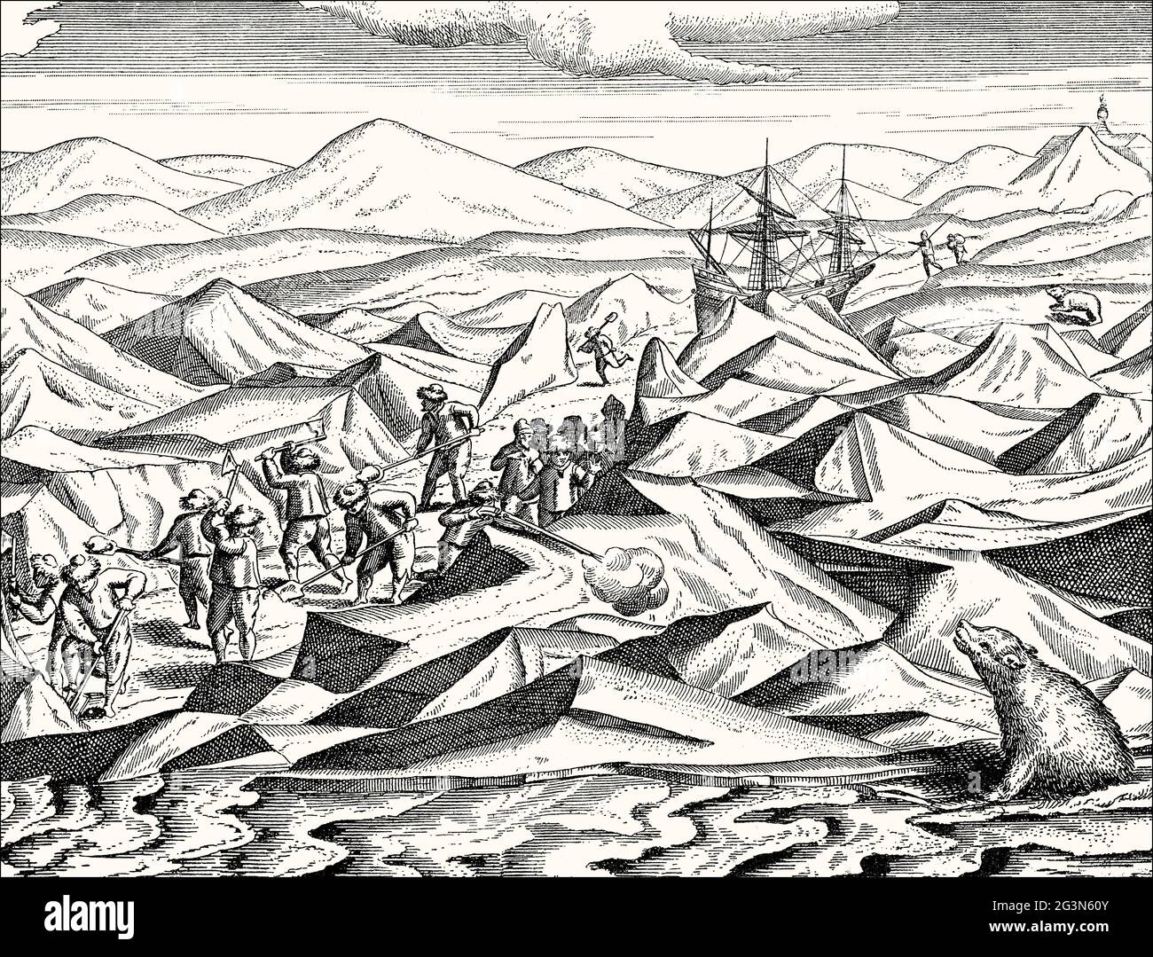Expedition in die arktische Region von Willem Barentsz, c. 1550 – 1597, niederländischer Polarforscher Stockfoto