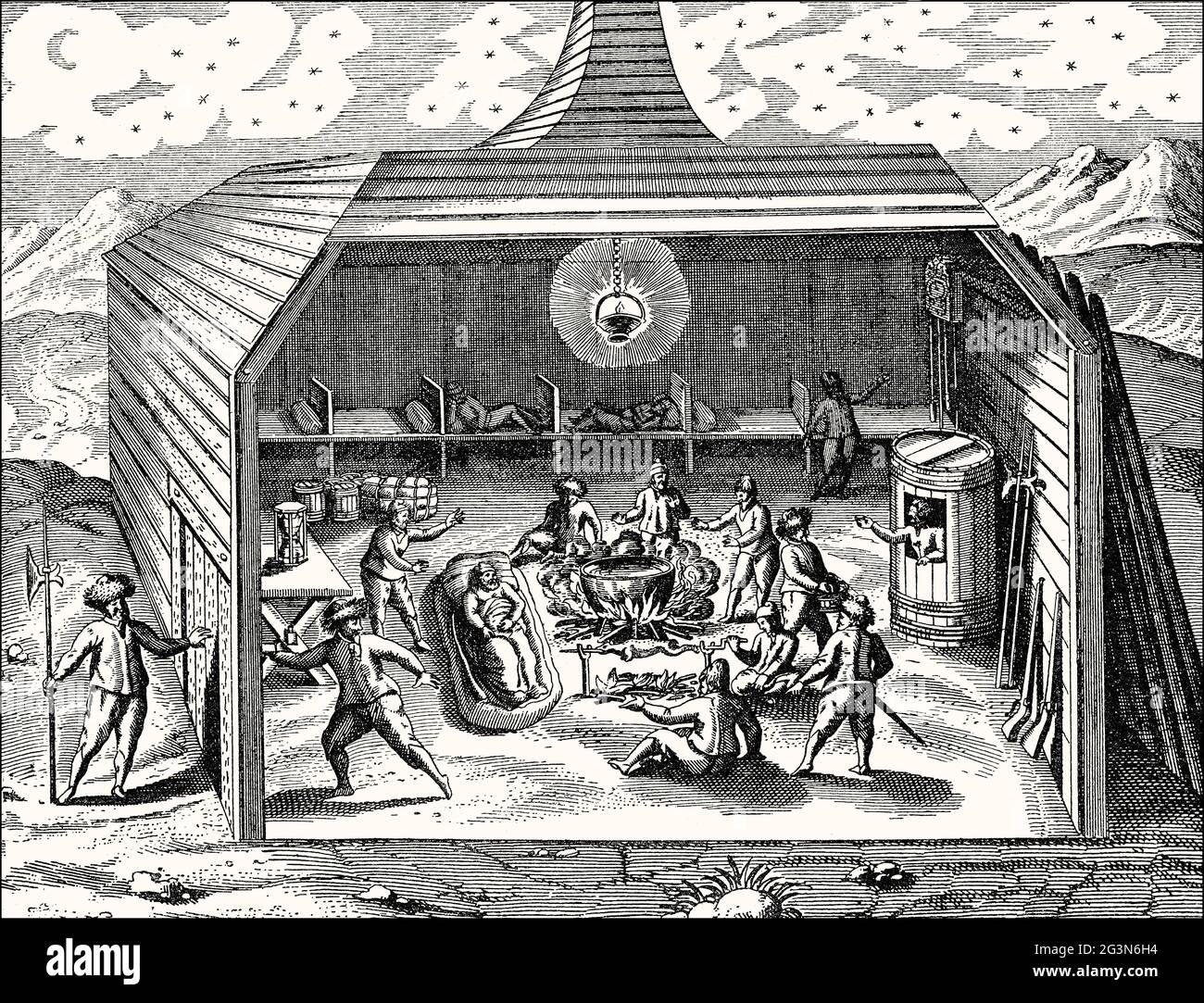 Expedition in die arktische Region von Willem Barentsz, c. 1550 – 1597, niederländischer Polarforscher Stockfoto