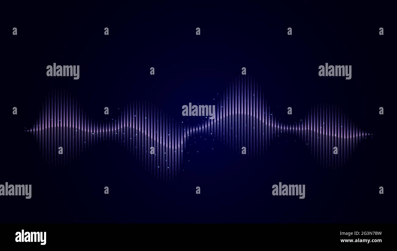 Sound abstrakte Welle in blau auf einem dunklen Hintergrund. Abstrakter Vektorhintergrund Stock Vektor