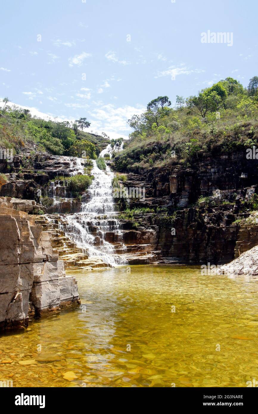 Einer der Capitolio Wasserfälle, Furnas See in Minas Gerais Stockfoto