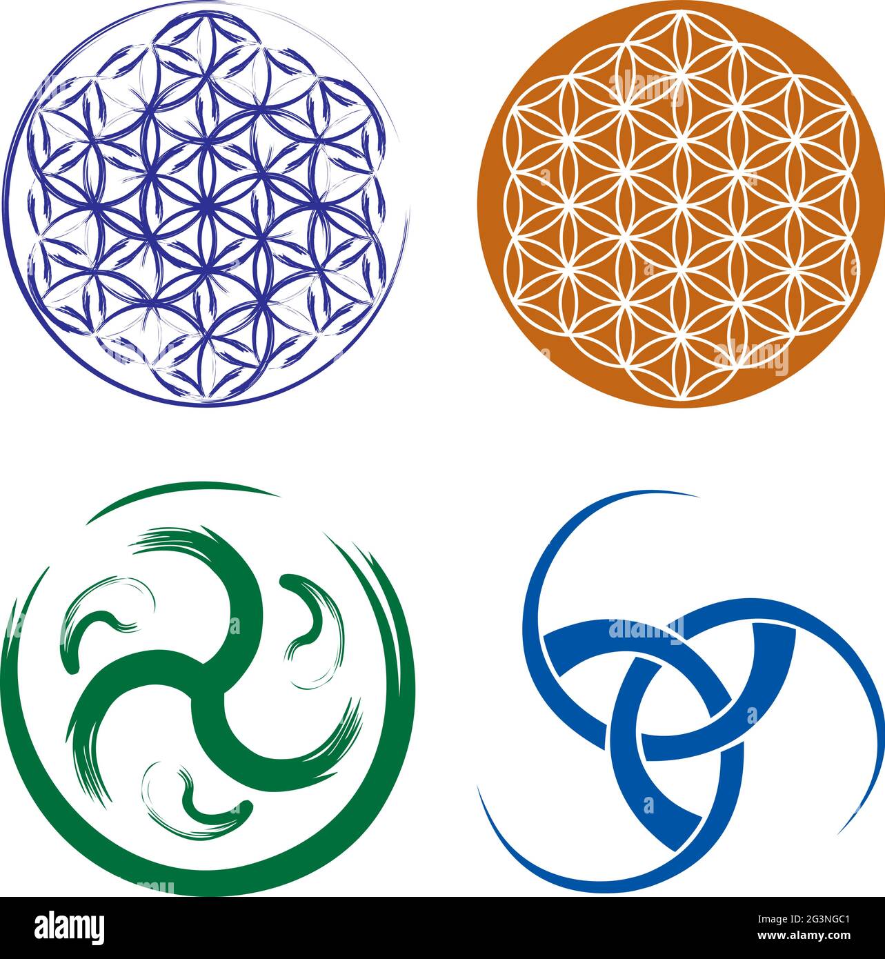 Set von keltischen Symbolen - Keltische Knoten und Blume von Leben Stock Vektor