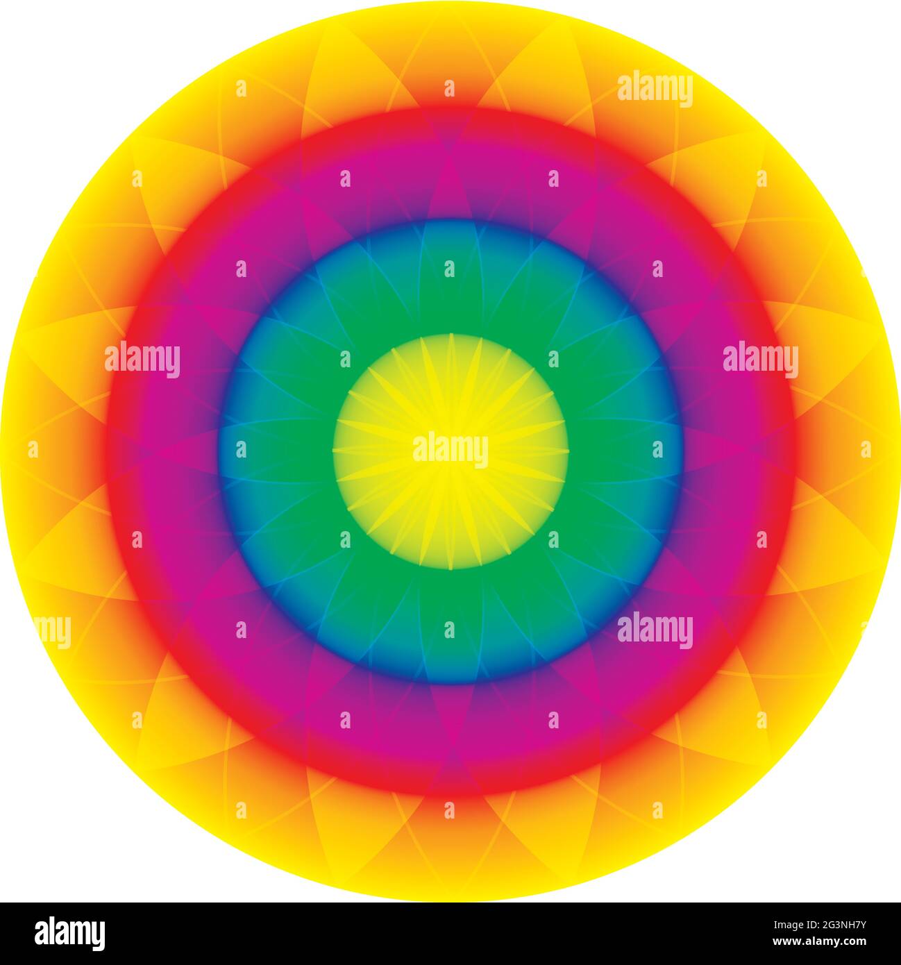 Single Mandala - Farbe Rad - Kreis, Blume in Regenbogenfarben Stock Vektor