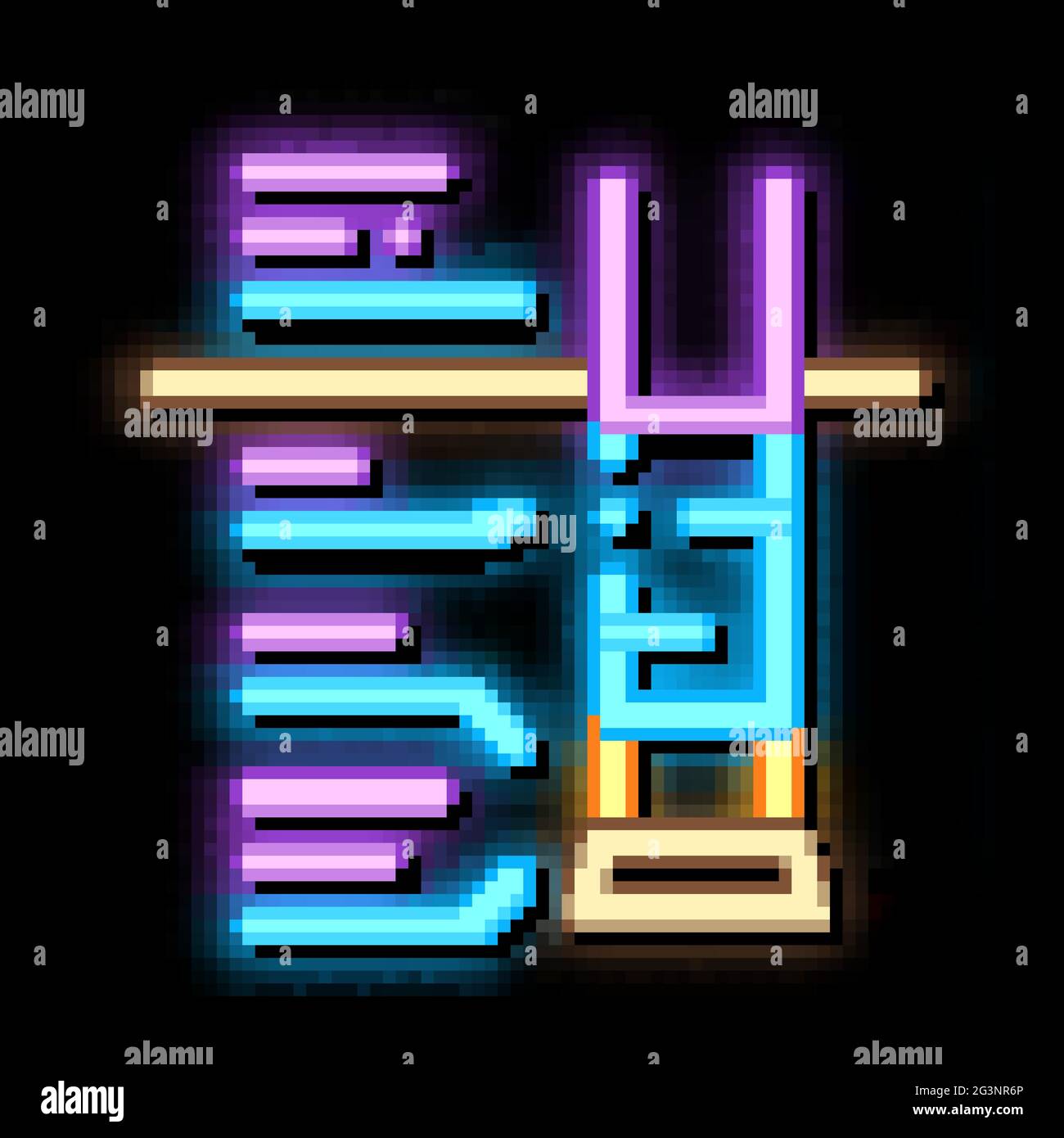 Haus Fundament Struktur Neon leuchten Symbol Illustration Stock Vektor