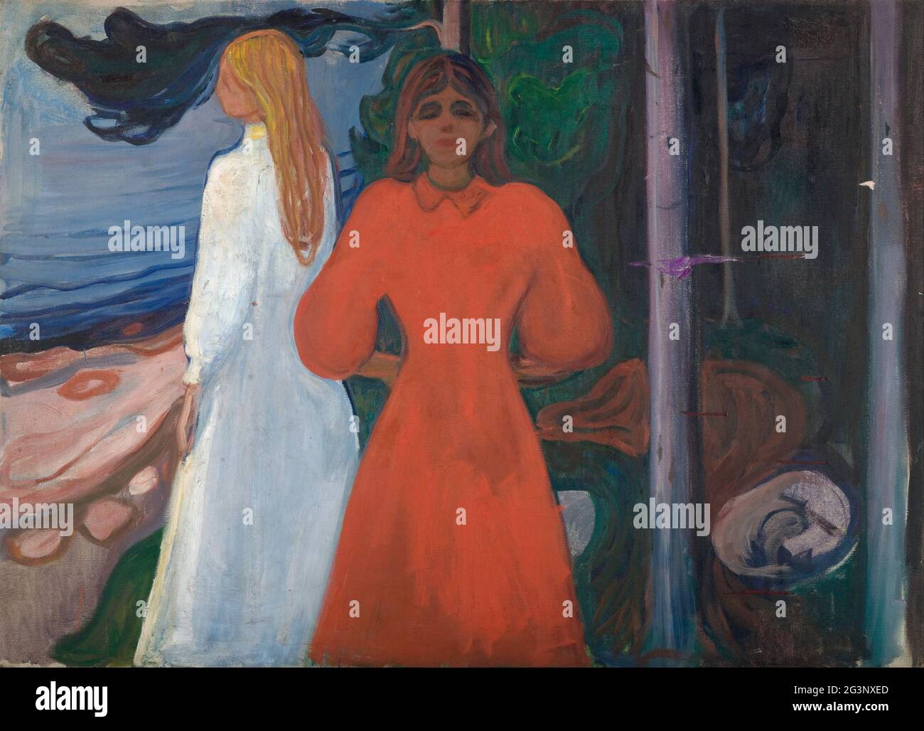 Titel: Rot und weiß Ersteller: Edvard Munch Datum: 1899-1900 Medium: Öl auf Leinwand Maße: 93x124.5 cms Ort: Munch-museet, Oslo, Norwegen Stockfoto