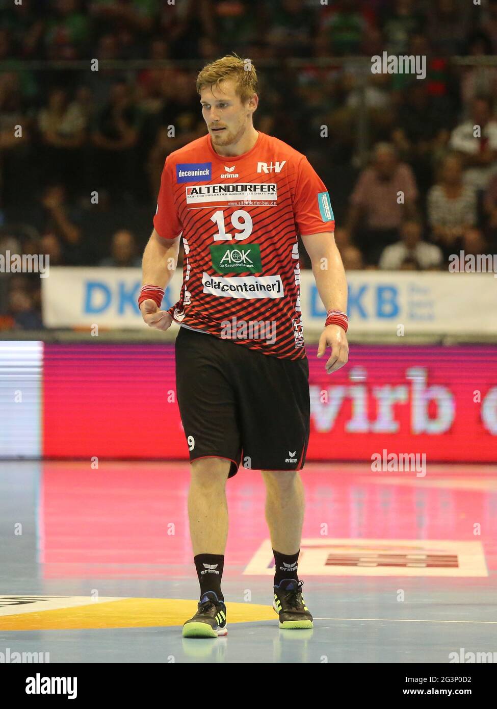 Handballspieler Luca de Boer HSG Nordhorn-Lingen Liqui Moly HBL Handball Bundesliga 2019-20 Stockfoto
