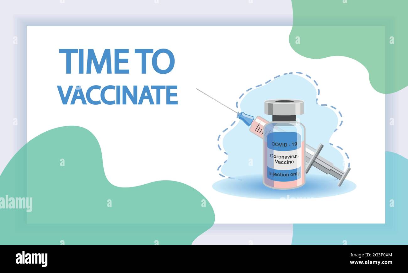 Impfkonzept. Impfkampagne. Impfung gegen den Impfstoff. Gesundheit und Sicherheit. Spritze und Impfstofffläschchen. Medizinische Behandlung. Fl Stock Vektor