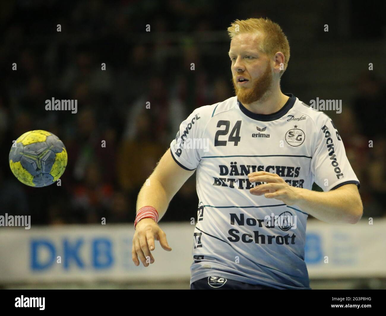 Der schwedische Handballspieler Jim Gottfridsson SG Flensburg-Handewitt DHB Liqui Moly HBL Saison 2019-20 Stockfoto