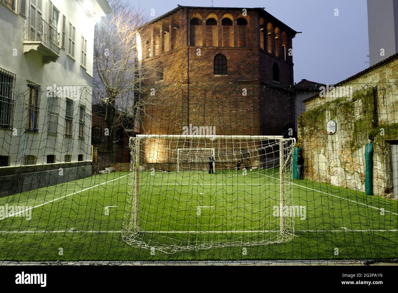 Fußballplatz San Lorenzo Oratorio, in Mailand, Italien. Stockfoto