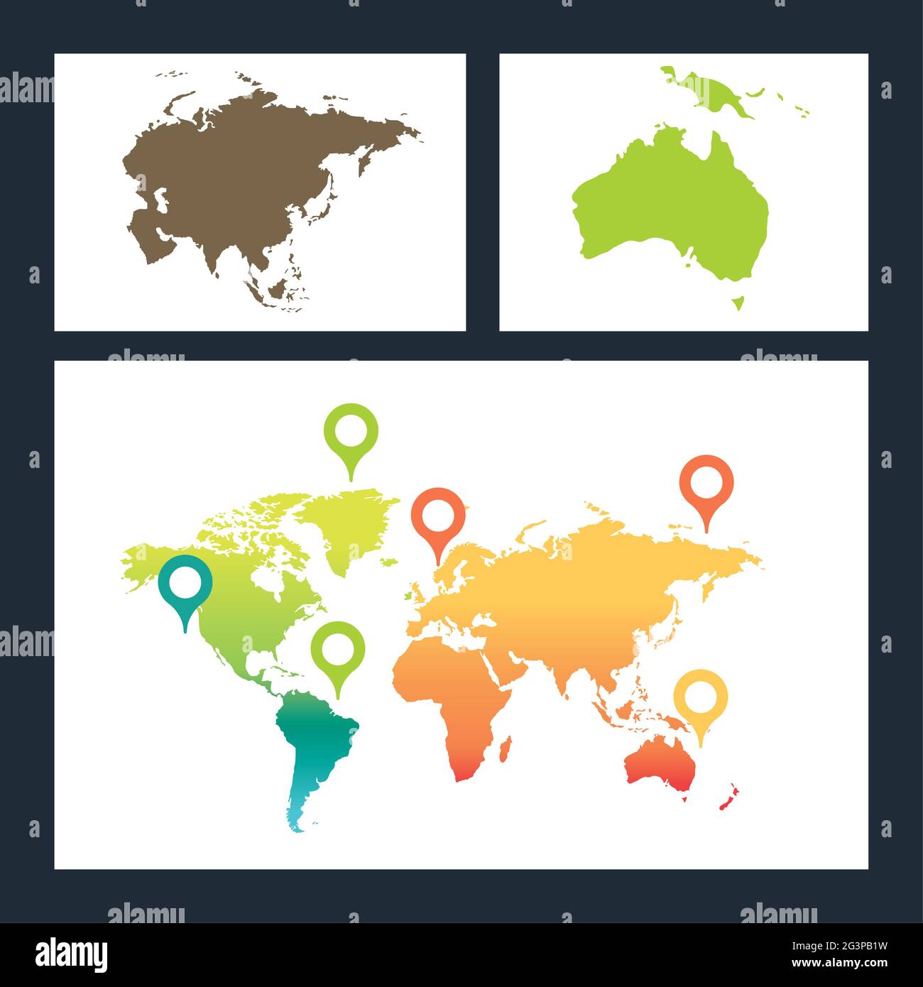 Karten asien ozeanien Welt Stock Vektor